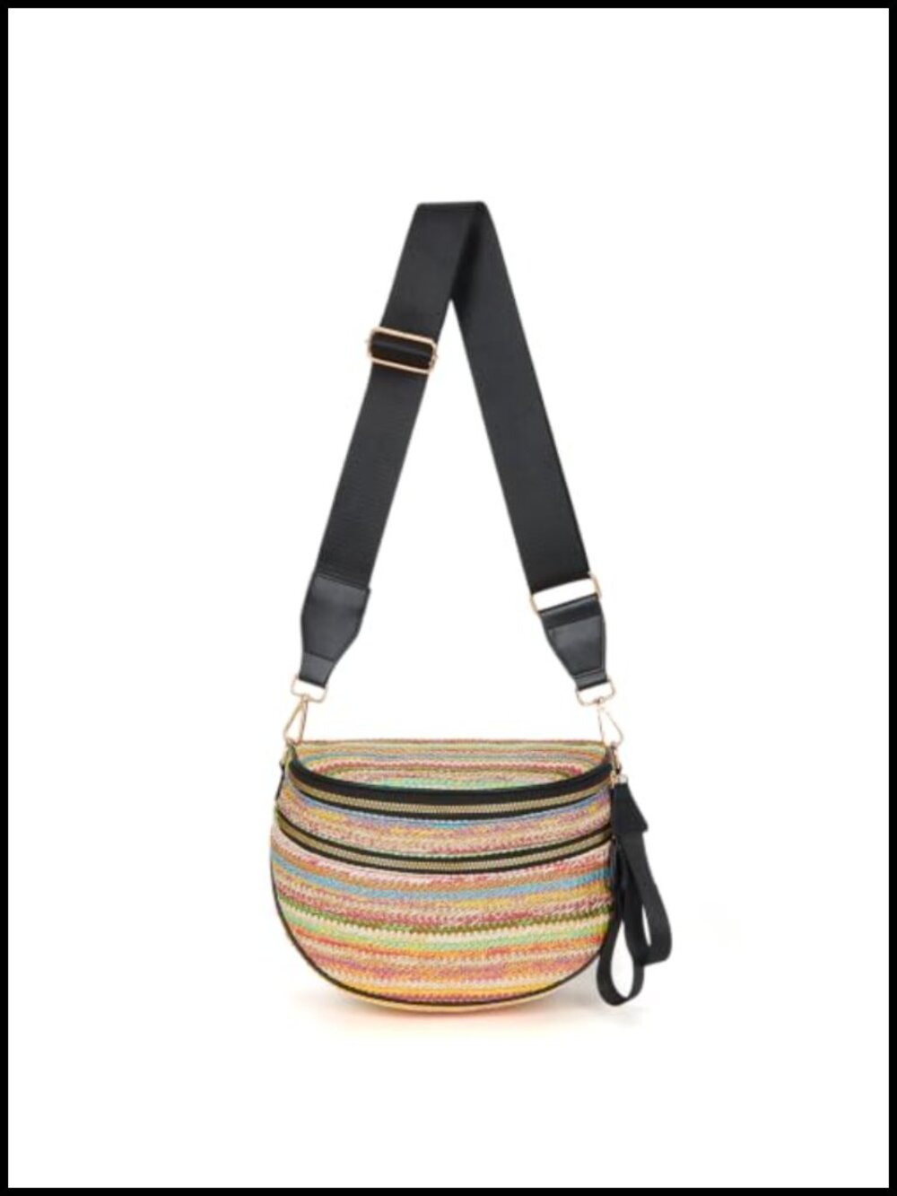 Woven Straw Crossbody Bum Bag Striped Waist Pack Lightweight Fanny Pack